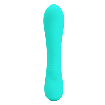 Ein eleganter, türkisfarbener silikon-vibrationsstab mit glattem, ergonomischem design von pretty love prescott vibrator