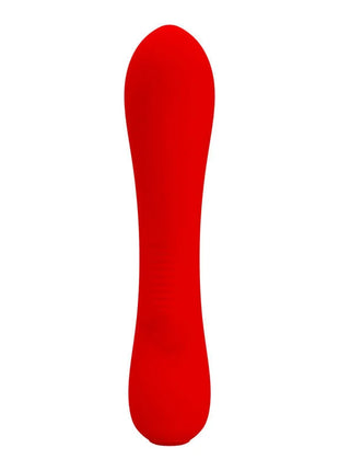 Ein eleganter, leuchtend roter silikon vibrator mit glattem, ergonomischem design von pretty love prescott vibrator