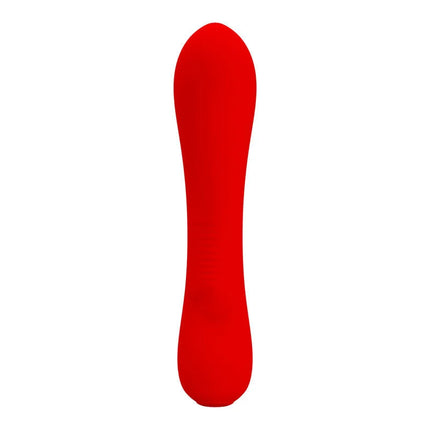 Ein eleganter, leuchtend roter silikon vibrator mit glattem, ergonomischem design von pretty love prescott vibrator