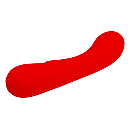 Ein eleganter, roter, silikonvibrator mit glattem, geschwungenem design von pretty love prescott vibrator