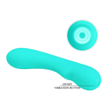 Teal silicone vibrator pretty love prescott mit abgerundetem ergonomischem design und beleuchtetem bedienknopf