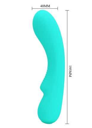 Teal silikon vibrator mit gebogenem ergonomischem design und strukturiertem griffbereich von pretty love prescott vibrator