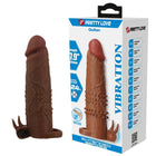 Braune pretty love quillon vibrierender penis sleeve aus silikon mit strukturierten rillen und krallenbasis