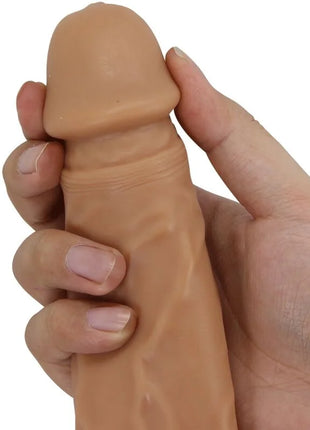 Tanfarbene silikon-dildo mit realistischer struktur und konturen von pretty love in fleischhaut