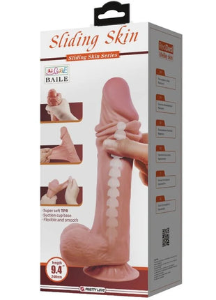 PRETTY LOVE - REALISTISCHER DILDO DER SLIDING SKIN-SERIE MIT SLIDING SKIN-SAUGNAPF BRAUN 24 CM