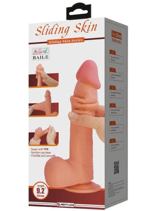 PRETTY LOVE - REALISTISCHER DILDO DER SLIDING SKIN-SERIE MIT SLIDING SKIN-SAUGNAPF BRAUN 23,4 CM