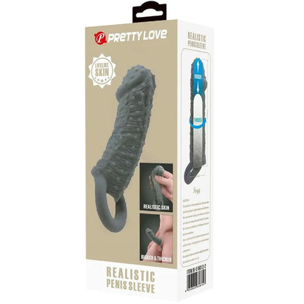 PRETTY LOVE - REALISTISCHER PENISVERGRÖSSERER UND VERZÖGERUNGSHÜLSE MODELL 2 GRAU - Penishülle mit Verlängerung