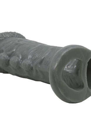 Grauer silikon dildo mit strukturierter, gerippter oberfläche und abgerundeten enden von Pretty Love
