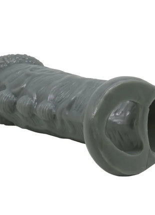 Grauer silikon dildo mit strukturierter, gerippter oberfläche und abgerundeten enden von Pretty Love