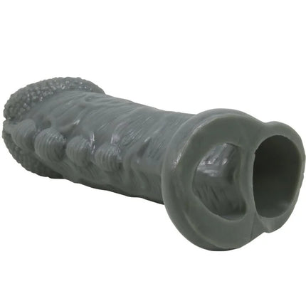 Grauer silikon dildo mit strukturierter, gerippter oberfläche und abgerundeten enden von Pretty Love