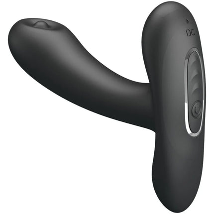 Schwarzer pretty love remington anal- und vaginal-vibrationsmassager aus silikon mit ergonomischem design und silbernem knop