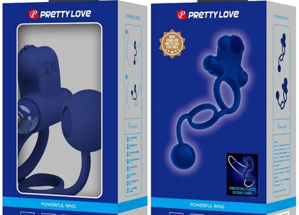 PRETTY LOVE - REMINGTON DOPPELVIBRATIONSRING MIT STECKER BLAU - Analplug