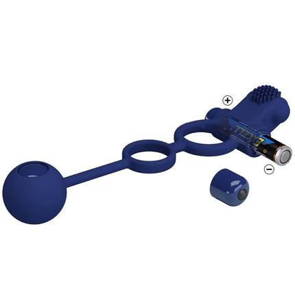 PRETTY LOVE - REMINGTON DOPPELVIBRATIONSRING MIT STECKER BLAU - Analplug