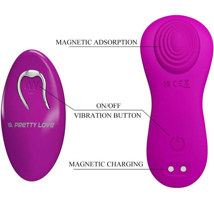 Violetter pretty love romario klitoris-stimulator mit fernbedienung ergonomisch und magnetisches ladegerät
