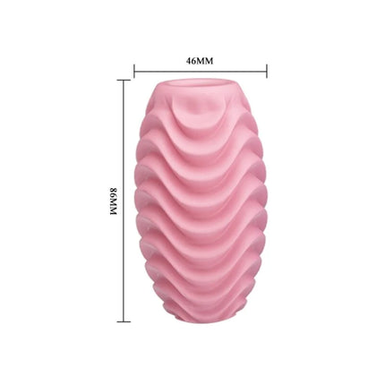 Rosa wellig strukturierte keramikvase 86mm hoch 46mm breit im produkt pretty love rosa doppelseitiges masturbator-ei