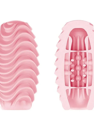 Pretty Love rosa doppelseitiges Masturbator-Ei aus Silikon mit gewellten Rillen und innenliegenden Kugelstrukturen