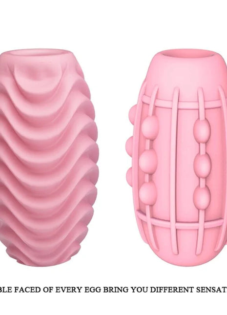 Pretty love rosa doppelseitiges masturbator-ei aus pinkem silikon mit zwei strukturen für unterschiedliche sinneseindrücke