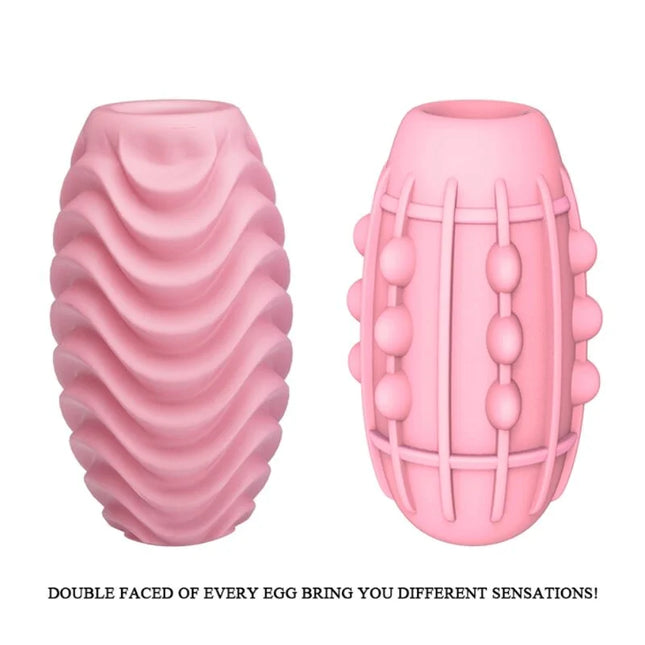Pretty love rosa doppelseitiges masturbator-ei aus pinkem silikon mit zwei strukturen für unterschiedliche sinneseindrücke