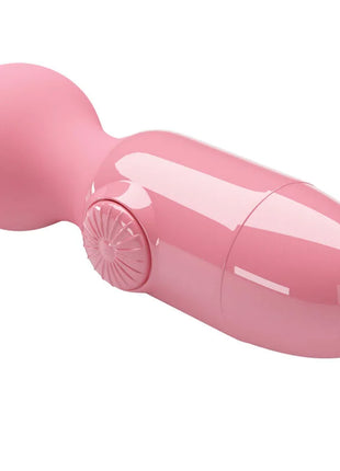 Rosa glänzender silikonstab mit rundem kopf und strukturiertem steuerknopf von pretty love rosa mini-personlichermassager