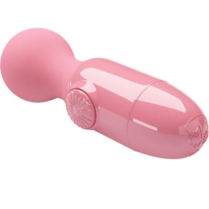 Rosa glänzender silikonstab mit rundem kopf und strukturiertem steuerknopf von pretty love rosa mini-personlichermassager