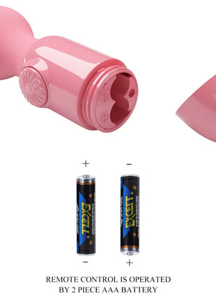 Rosa silikonvibrator mit gerundetem kopf und strukturiertem steuerwahlrad teilweise zerlegt neben passendem deckel von Pretty Love Rosa Mini-Persönlichermassager