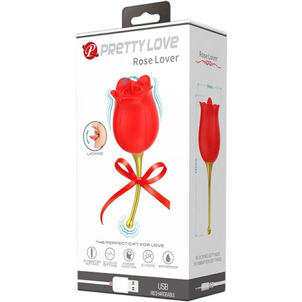 PRETTY LOVE - ROSE LOVER ROSE KLITORIS-STIMULATOR 12 VIBRATIONEN - ROT - Auflegevibratoren