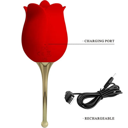 PRETTY LOVE - ROSE LOVER ROSE KLITORIS-STIMULATOR 12 VIBRATIONEN - ROT - Auflegevibratoren