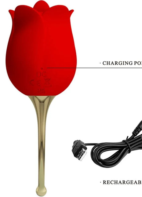 PRETTY LOVE - ROSE LOVER ROSE KLITORIS-STIMULATOR 12 VIBRATIONEN - ROT - Auflegevibratoren