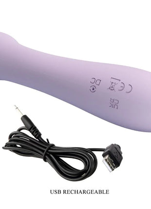 Lavendelfarbener silikonvibrator von Pretty Love Rosolyn mit 10 vibrierenden programmen und USB-ladekabel