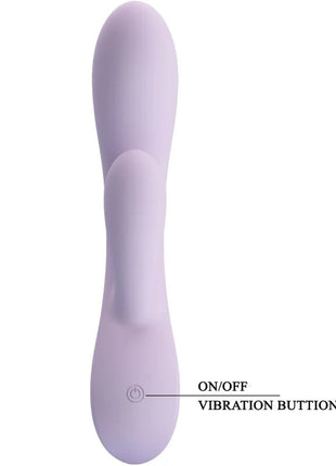 Ein schlanker lila silikon vibrator pretty love rosolyn rabbit mit ergonomischem design und integriertem an aus schalter