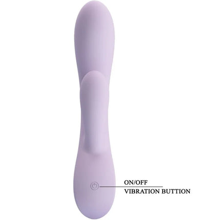 Ein schlanker lila silikon vibrator pretty love rosolyn rabbit mit ergonomischem design und integriertem an aus schalter