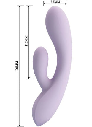 Lilafarbener silikon vibrator mit glatter oberfläche und zwei abgerundeten hervorhebungen von pretty love