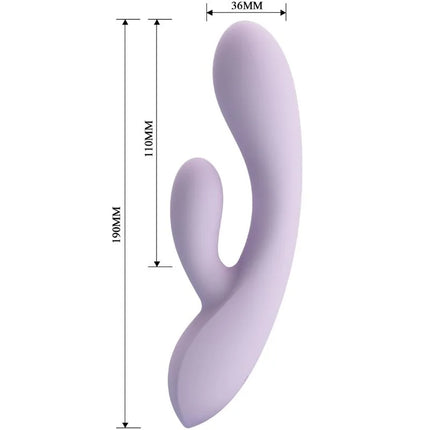 Lilafarbener silikon vibrator mit glatter oberfläche und zwei abgerundeten hervorhebungen von pretty love