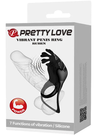 Schwarzer silikon vibratiring ruben mit krallenstruktur und 7 vibrationsmodi von pretty love
