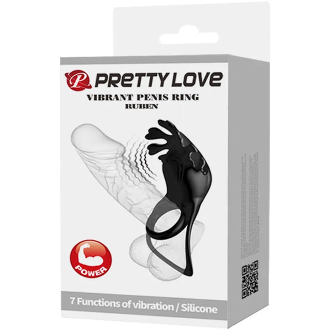 Schwarzer silikon vibratiring ruben mit krallenstruktur und 7 vibrationsmodi von pretty love