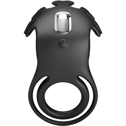 Schwarzer silikonring ruben vibratorring mit integriertem bedienfeld und power-button für 7 vibrationen