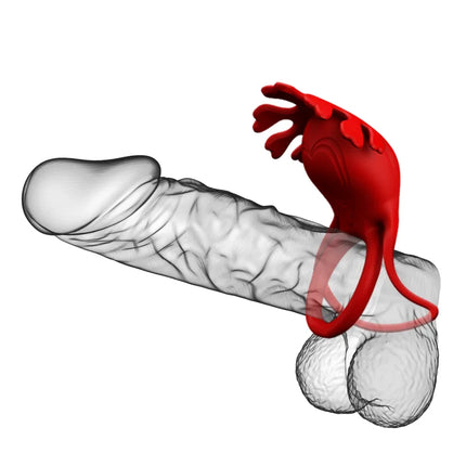 Roter silikon cockring mit krallen motiv und sieben vibrationsmodi von pretty love ruben vibratorring