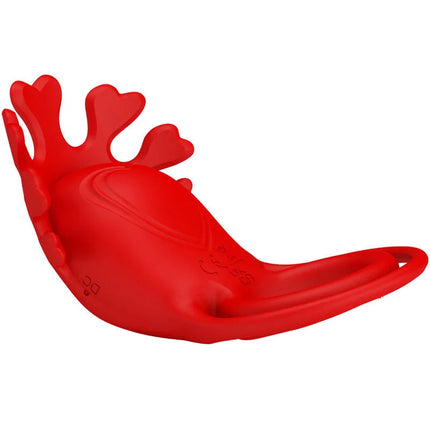 Roter silikon vibratorring pretty love ruben mit 7 vibrationen herzförmigen protusionen und ergonomischem design
