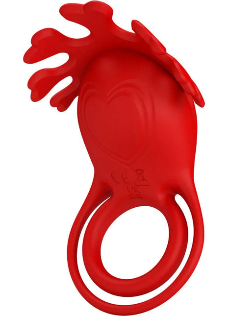 Roter silikon cockring mit dekorativer blattspitze und doppelringdesign von pretty love ruben vibratorring mit 7 vibrationen