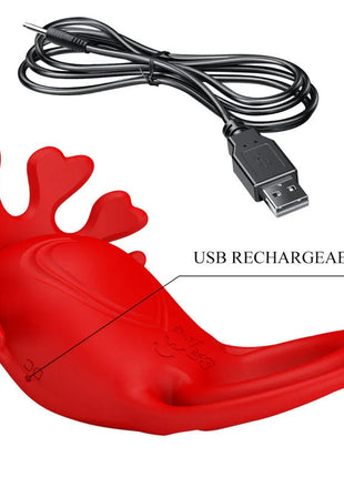 Roter silikon vibrator in rentierform mit usb-aufladung und 7 vibrationsmodi von pretty love