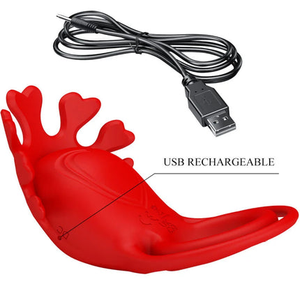 Roter silikon vibrator in rentierform mit usb-aufladung und 7 vibrationsmodi von pretty love