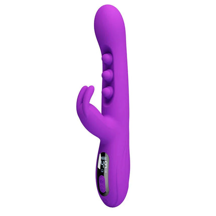 Pretty love sabien rabbit vibrator in lila silikone mit klopfstimulation und digitaler anzeige zeigt 49
