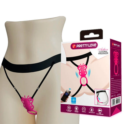 Pink silikon clitoral massager mit schwarzen verstellbaren riemen ergonomisches design von pretty love