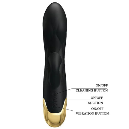 PRETTY LOVE - SCHWARZER WIEDERAUFLADBARER VERGOLDETER LUXUSVIBRATOR