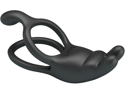 Schwarzer silikon doppel-ring adult toy mit ergonomischem design und strukturierter oberfläche von pretty love