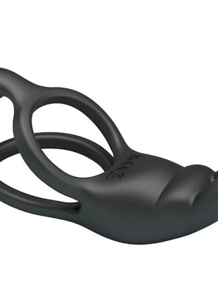 Schwarzer silikon doppel-ring adult toy mit ergonomischem design und strukturierter oberfläche von pretty love