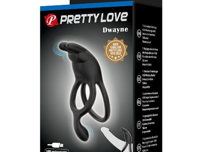 Schwarzer silikonring mit integriertem vibrator von pretty love seth mit ergonomischem griff und komfort
