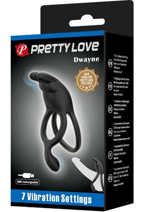 Schwarzer silikonring mit integriertem vibrator von pretty love seth mit ergonomischem griff und komfort