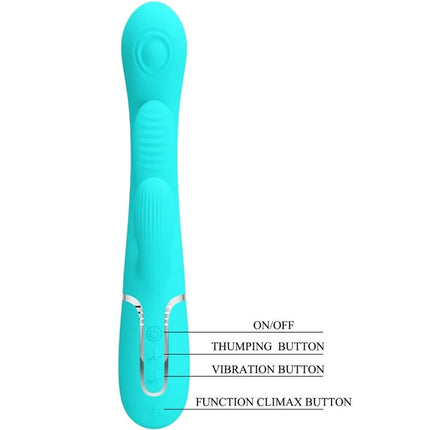 PRETTY LOVE - SHANIA TRIPLE RABBIT MULTIFUNKTIONSVIBRATOR 3 IN 1 - BLAU - Rabbit-Vibrator