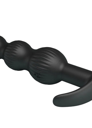 Schwarzer silikonanalvibrator pretty love sidney mit drei strukturierten segmenten und gebogenem griff